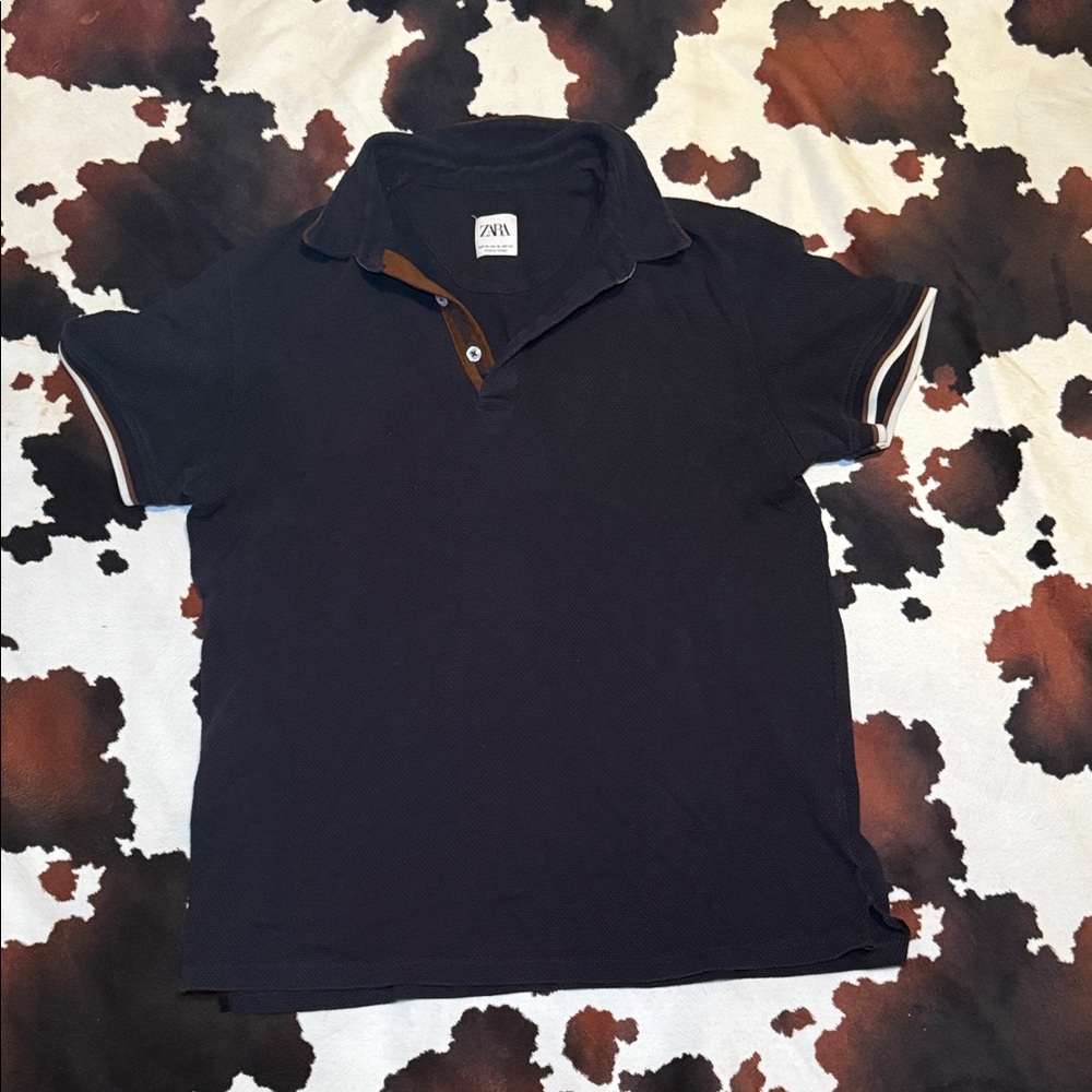 Zara Men’s Polo-Style Dark Blue Shirt Size XL